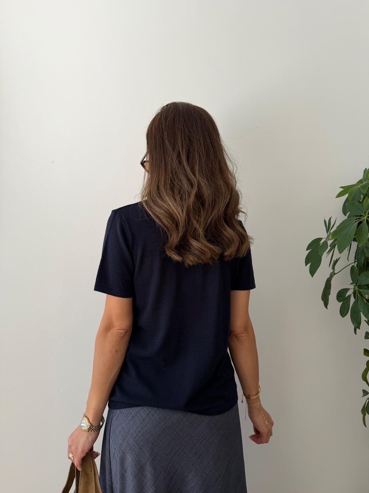 Lacivert Polo Yaka Triko Hırka 5482