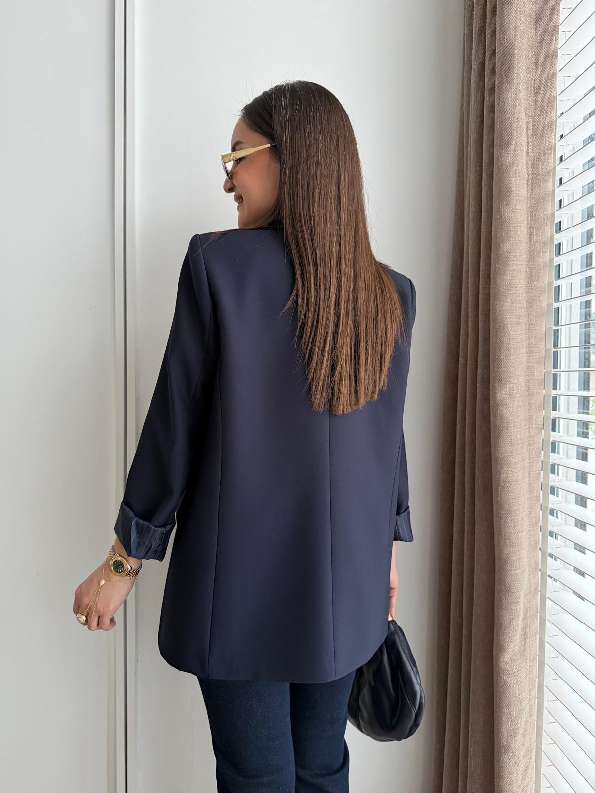 Lacivert Premium Kalite Marin Astarlı Double Kumaş Blazer 7560