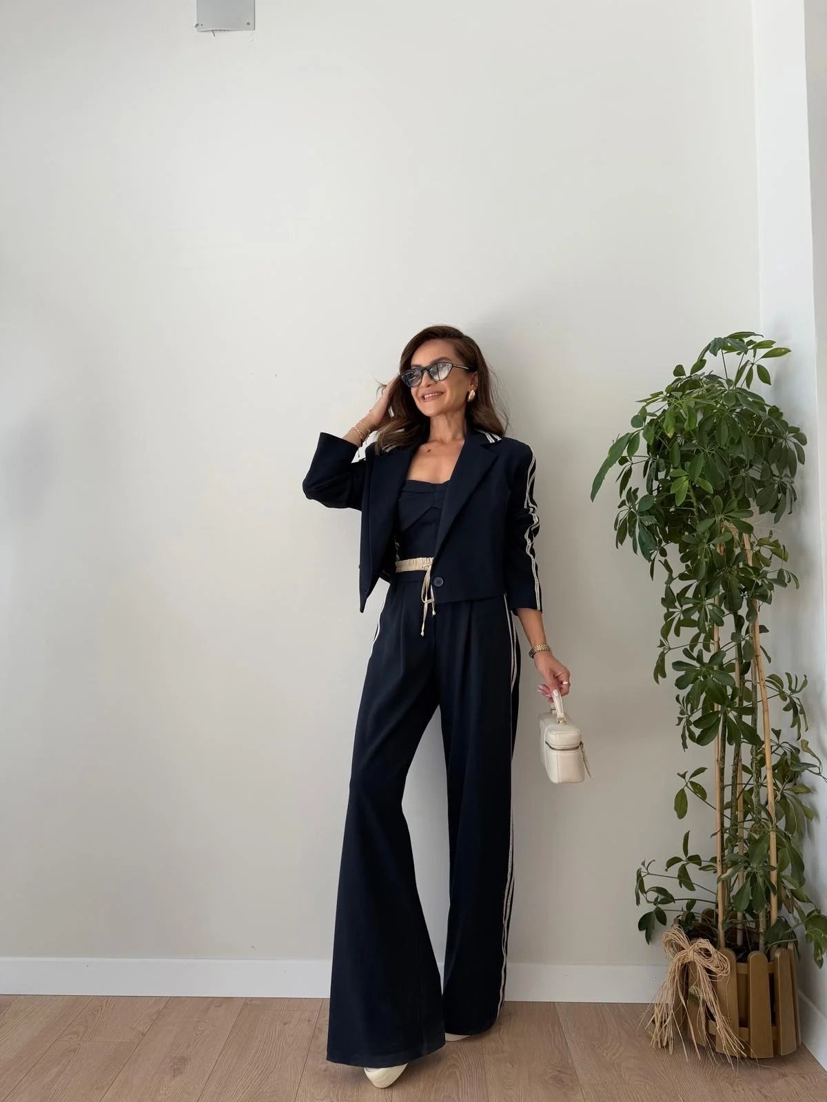 Lacivert Şerit Detaylı Blazer Ceket 00121