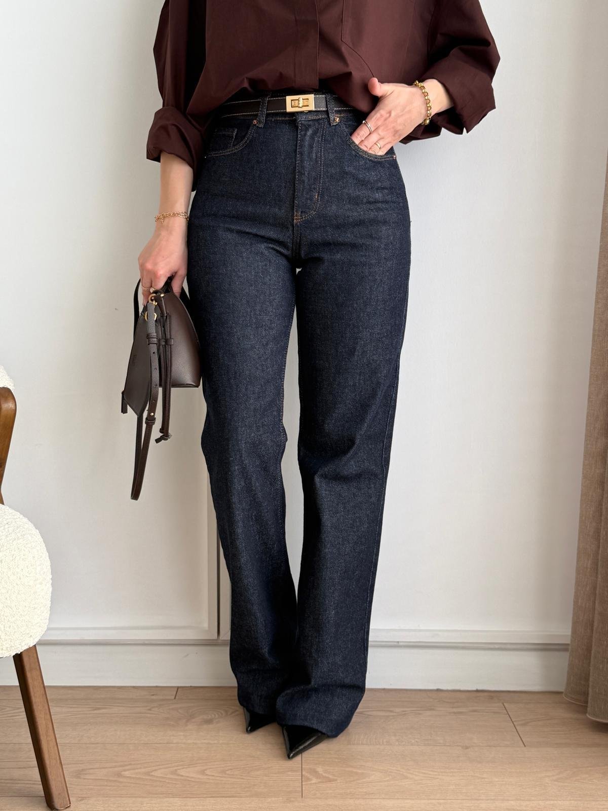 Lacivert Straight Fit Jean Pantolon 1421
