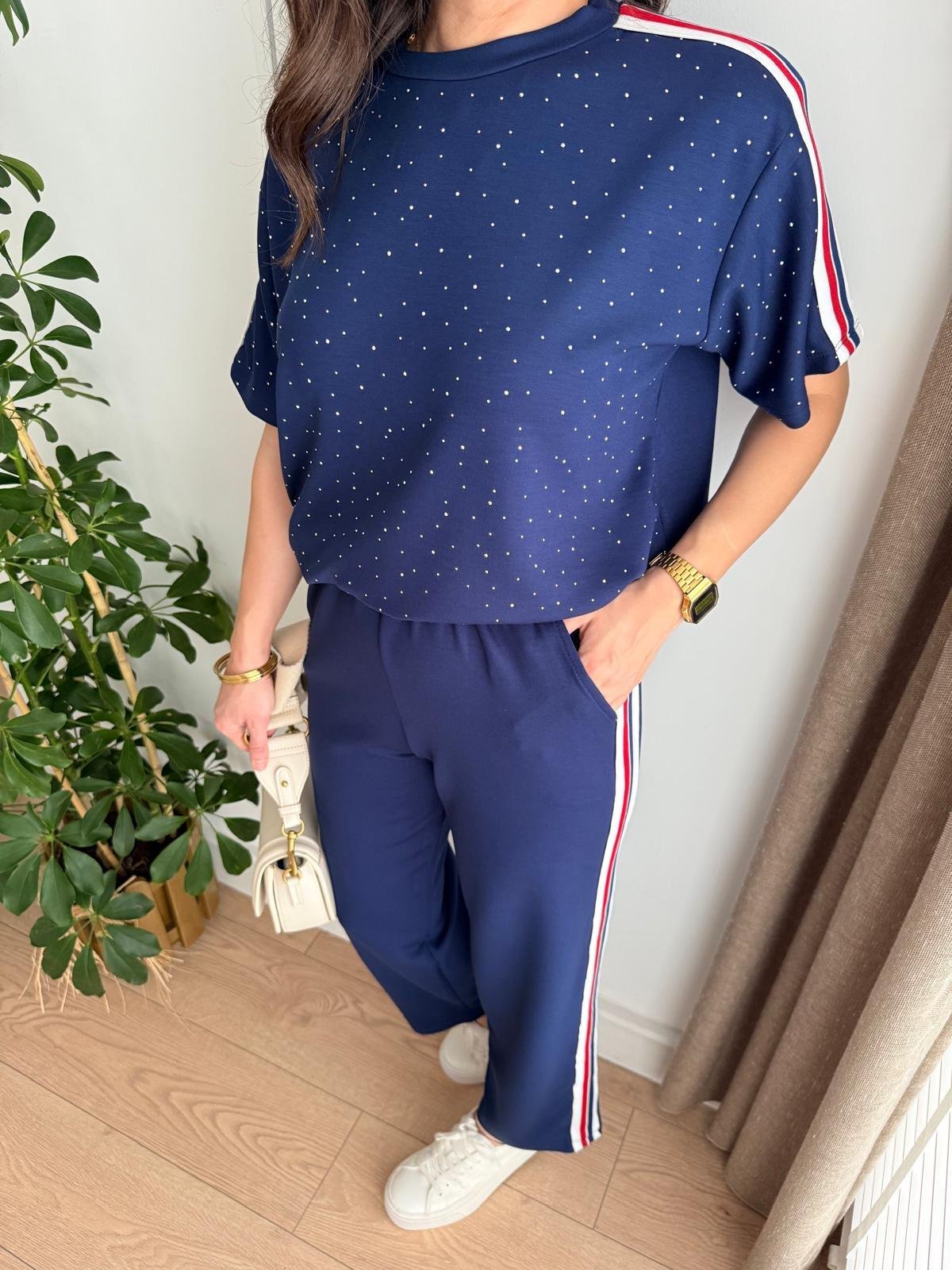 Lacivert Taşlı Şerit Detaylı Takım 292093