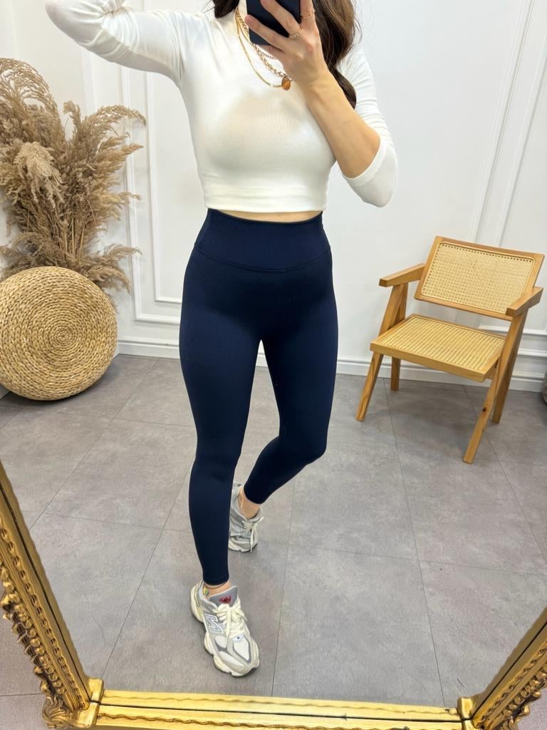 Lacivert Toparlayıcı Şardonlu Fitilli Tayt 670