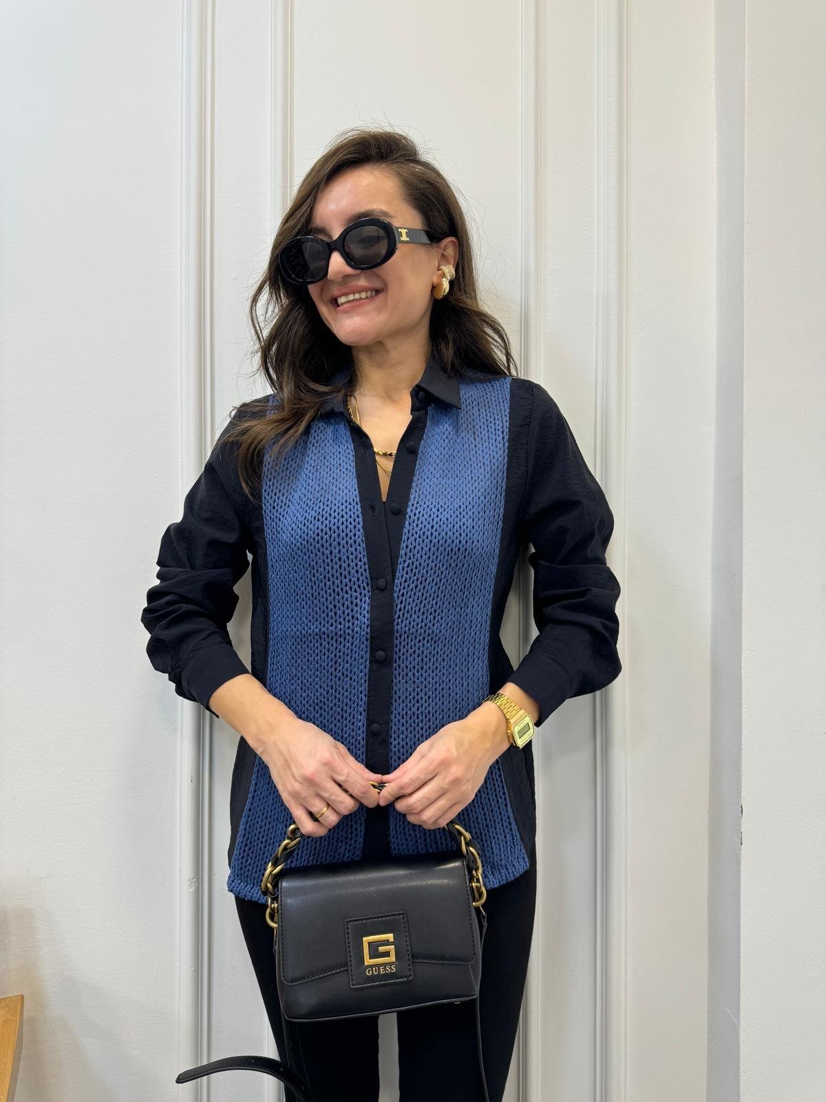 Lacivert Triko Detaylı Gömlek 2943