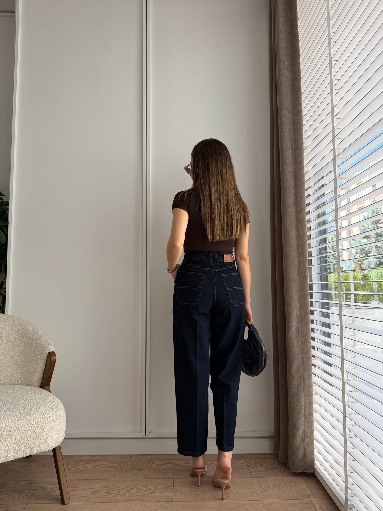 Lacivert Ütü İzli Boyfriend Jean 3001