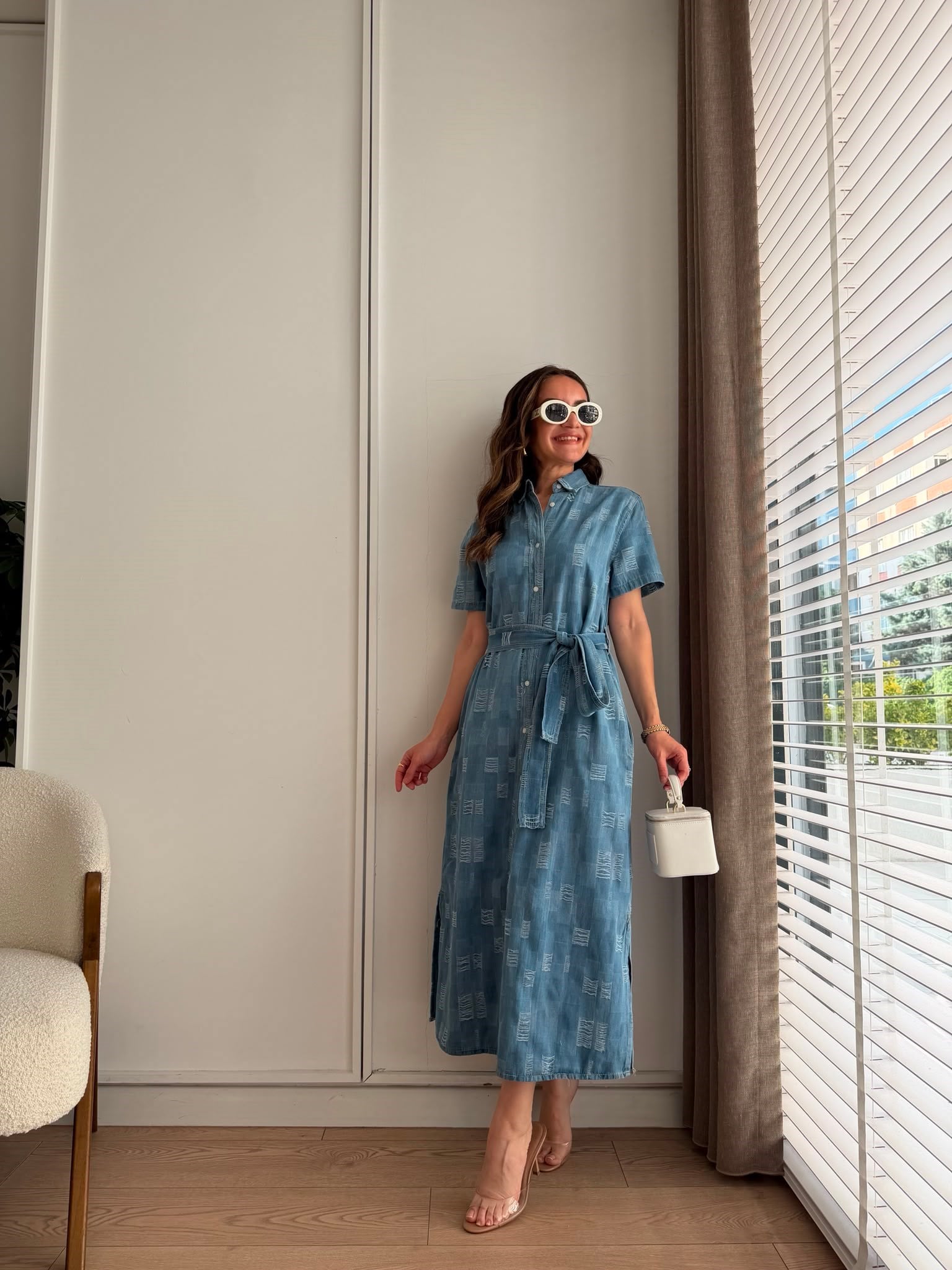 Mavi Dikiş Detaylı Denim Gömlek Elbise 3617