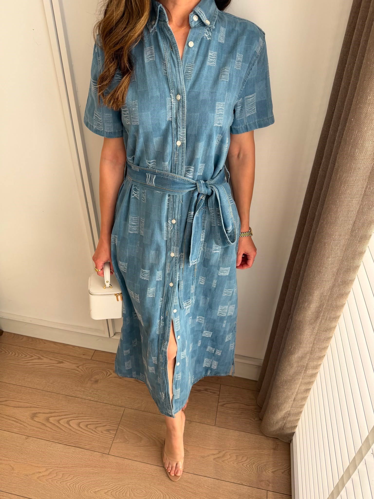 Mavi Dikiş Detaylı Denim Gömlek Elbise 3617