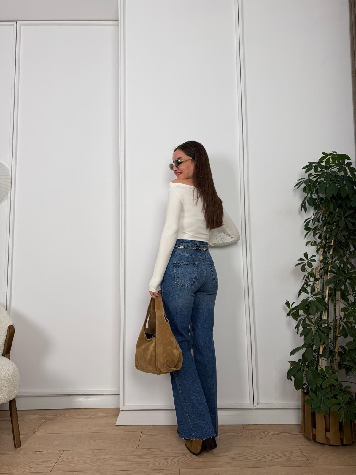Mavi Gold Kemerli Wide Leg Jean 8158