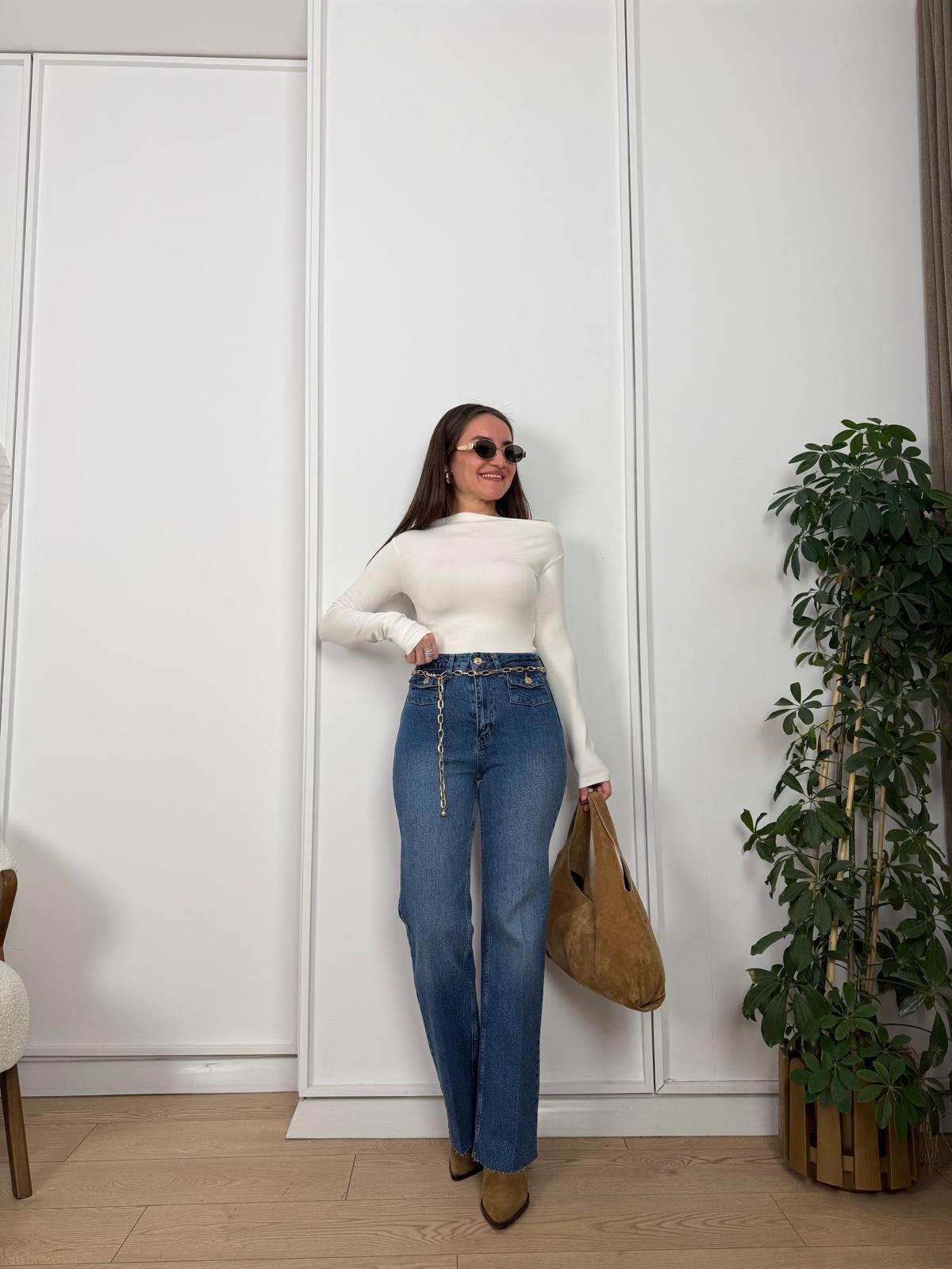 Mavi Gold Kemerli Wide Leg Jean 8158
