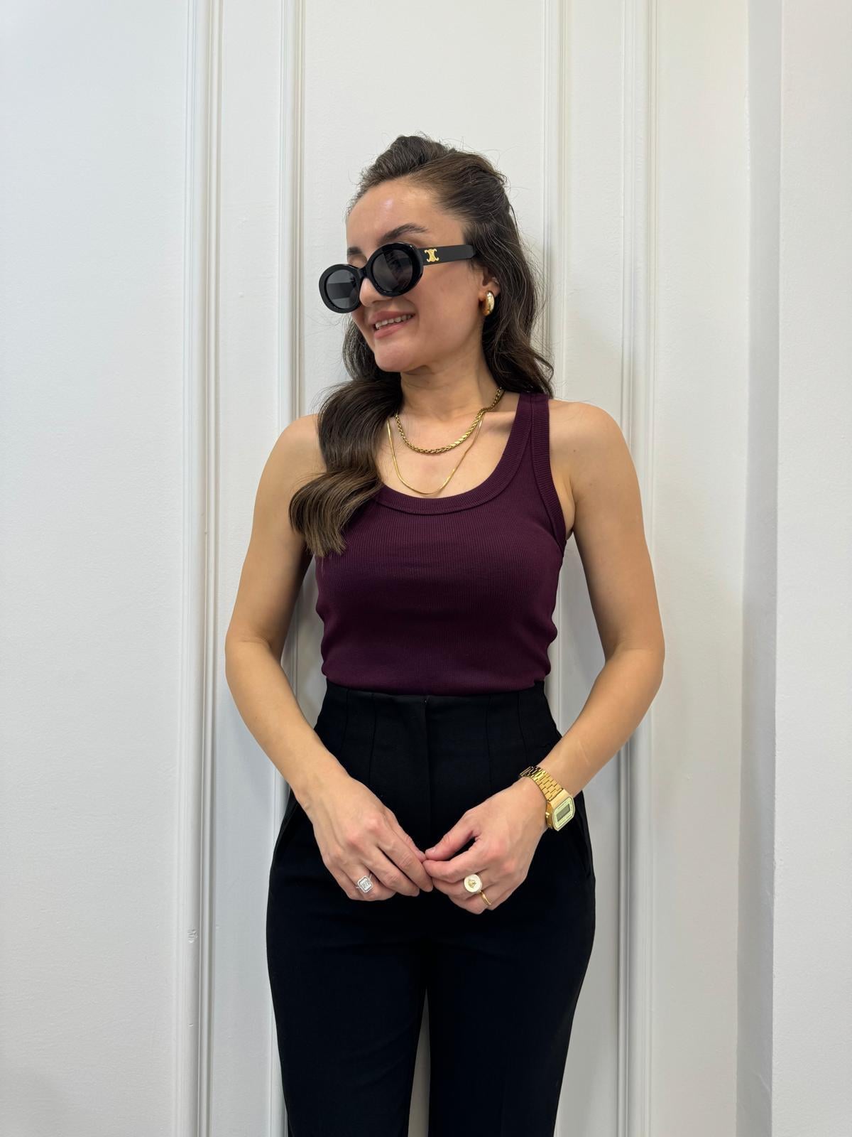 Mürdüm Fitilli Kalın Askılı Atlet 006