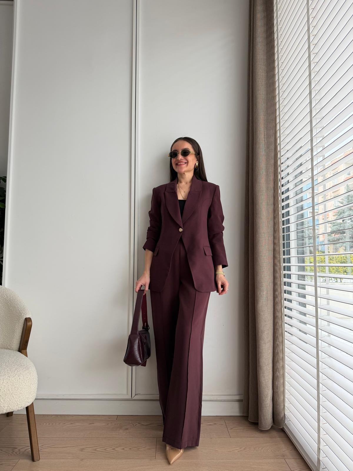 Mürdüm Gold Tek Düğmeli Ceket Pantolon Takım 9031