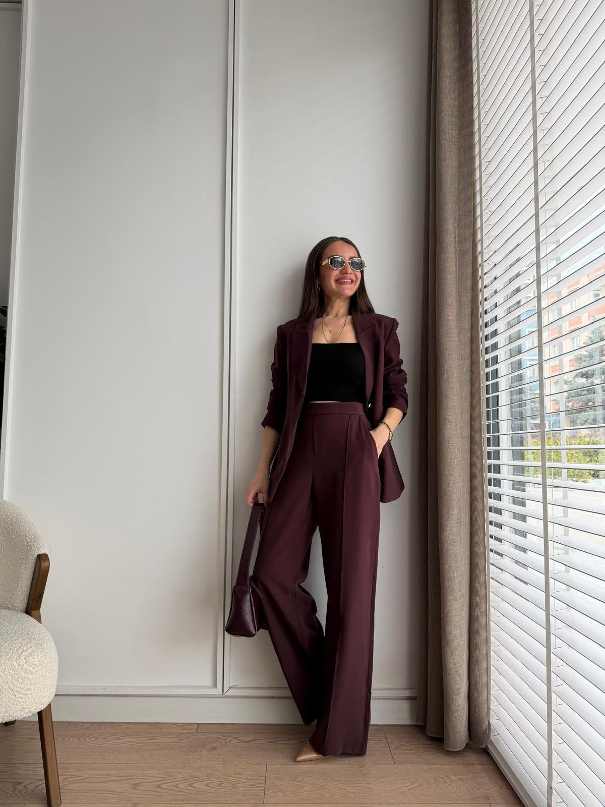 Mürdüm Gold Tek Düğmeli Ceket Pantolon Takım 9031