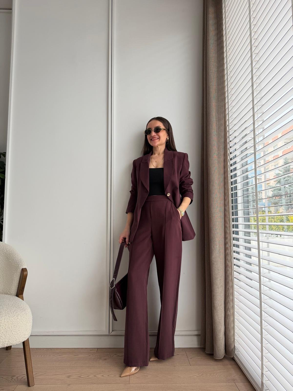 Mürdüm Gold Tek Düğmeli Ceket Pantolon Takım 9031