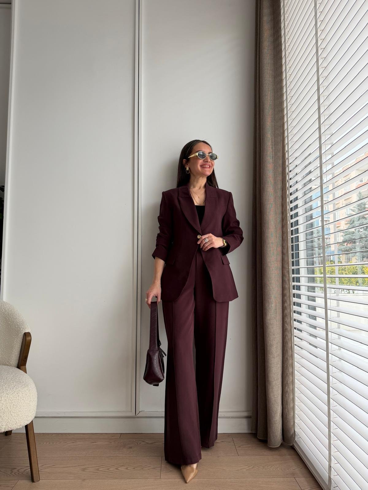 Mürdüm Gold Tek Düğmeli Ceket Pantolon Takım 9031