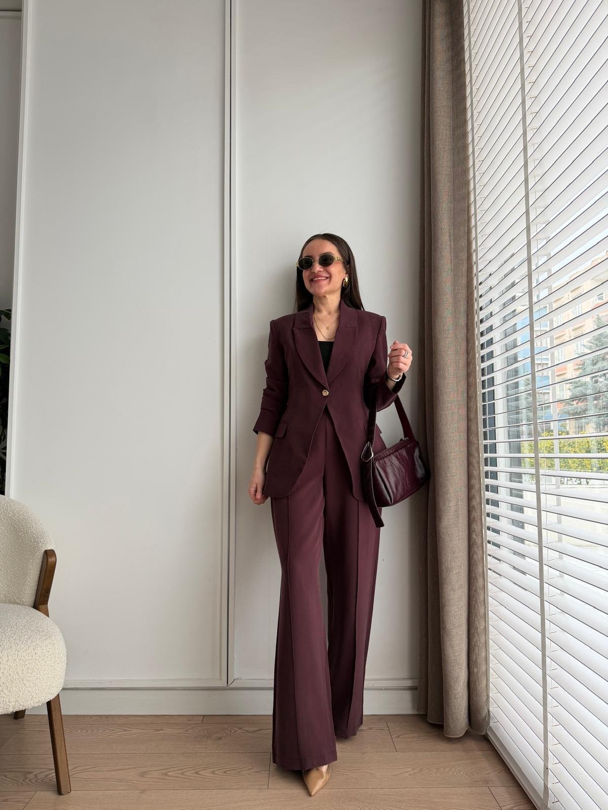 Mürdüm Gold Tek Düğmeli Ceket Pantolon Takım 9031