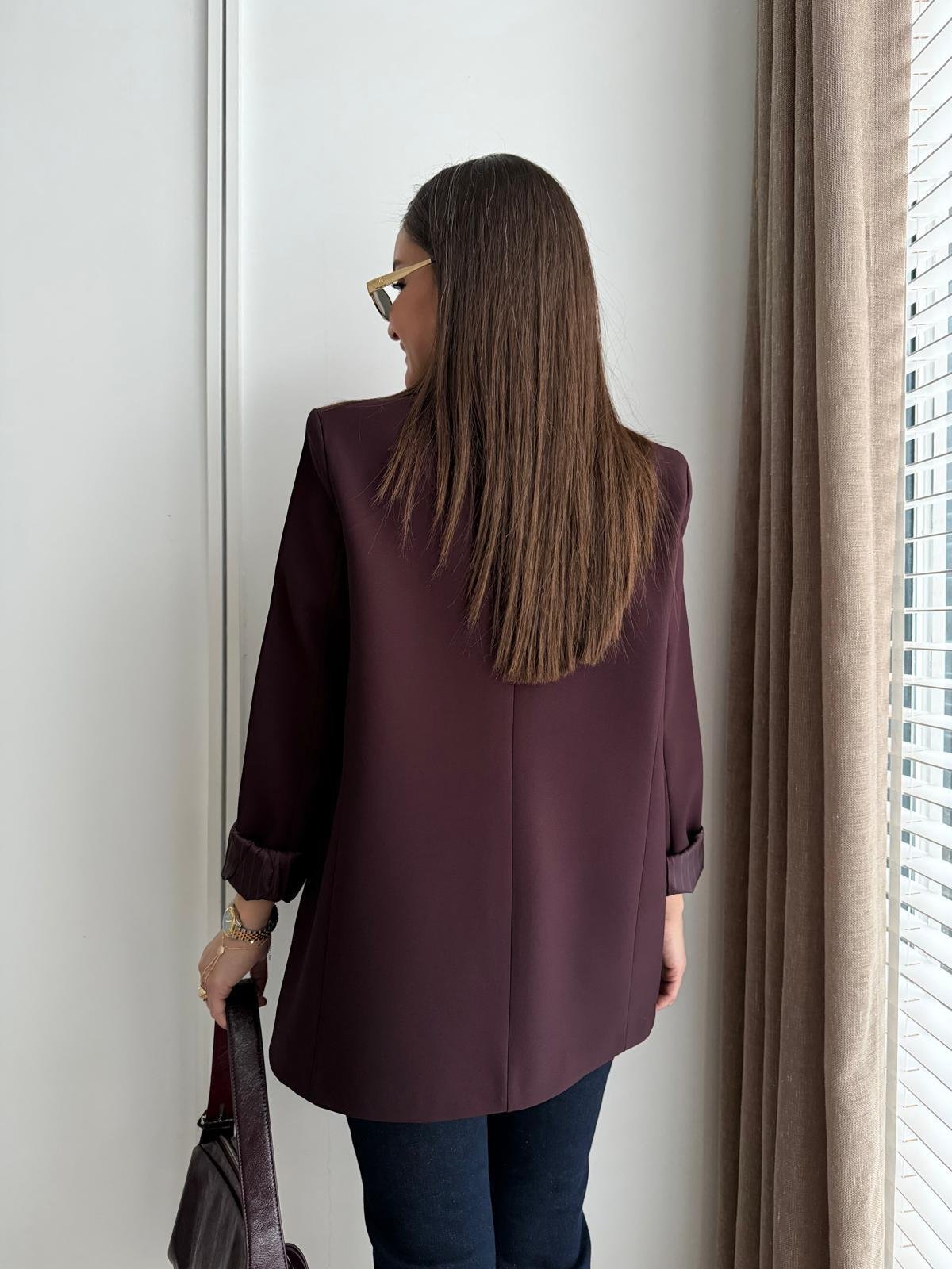 Mürdüm Premium Kalite Marin Astarlı Double Kumaş Blazer 7560