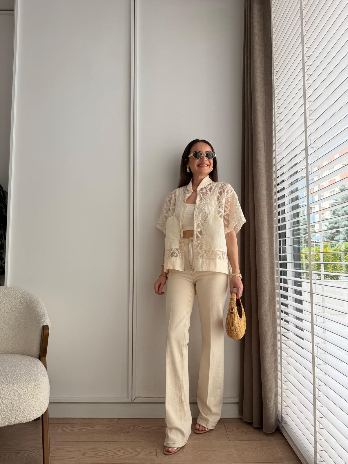 Naturel Premium Dantel İşlemeli Yelek 39026