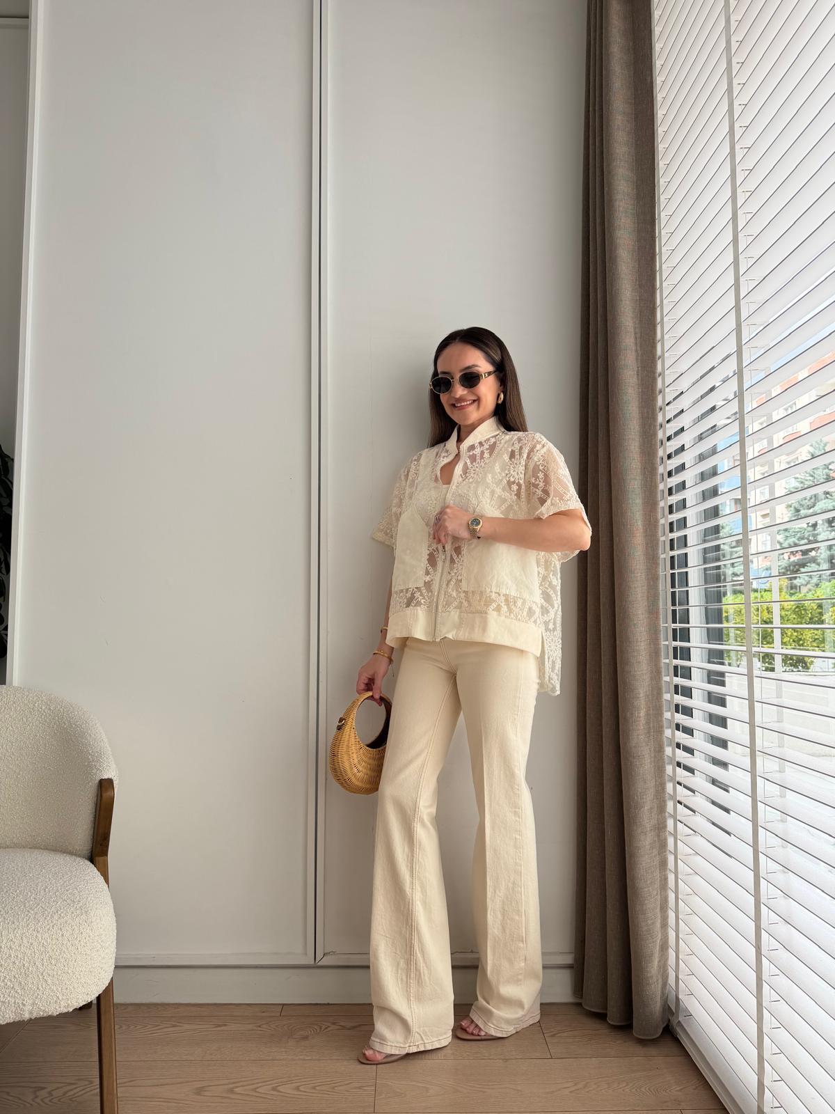 Naturel Premium Dantel İşlemeli Yelek 39026
