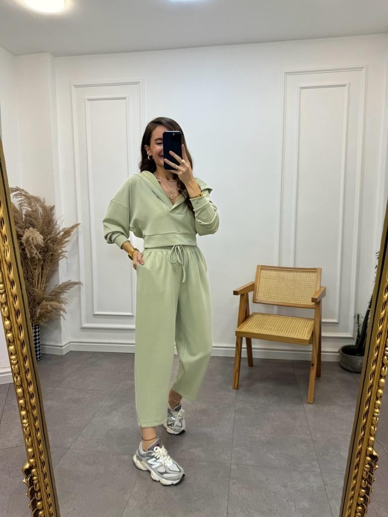 Olive Özel Seri İthal Modal Kumaş Pantolon Sweat Takım 50916