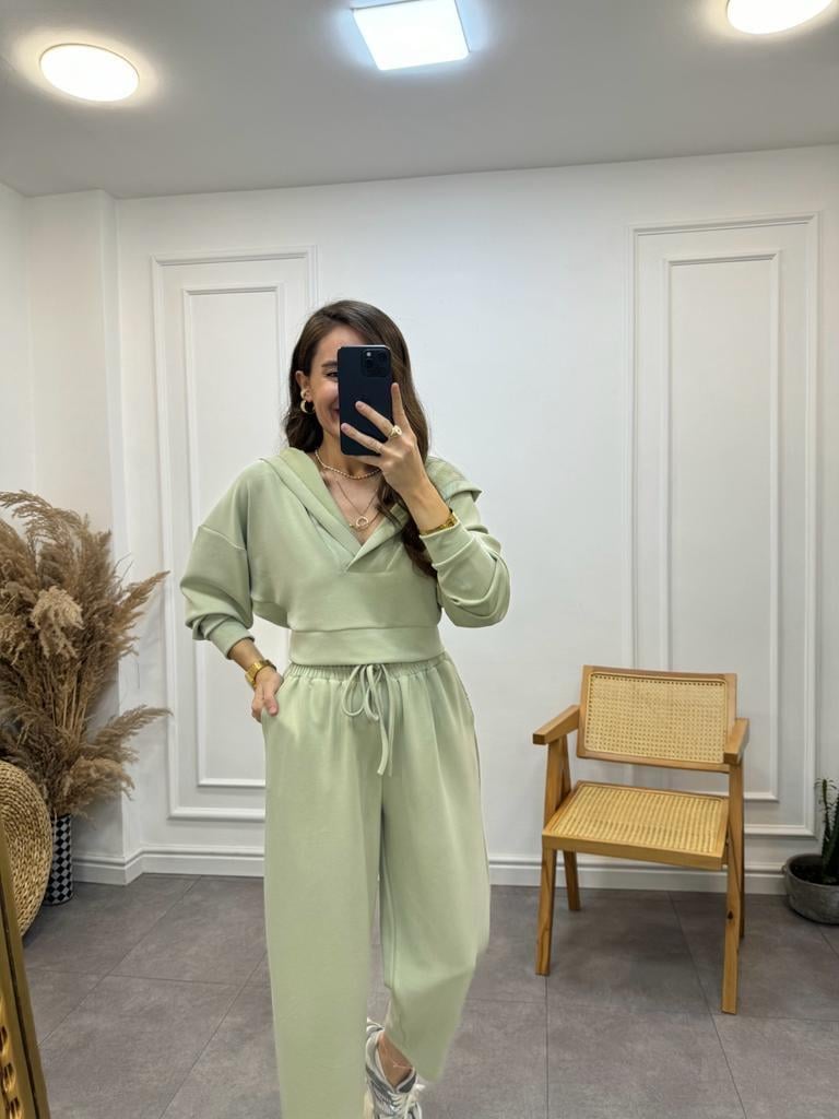 Olive Özel Seri İthal Modal Kumaş Pantolon Sweat Takım 50916