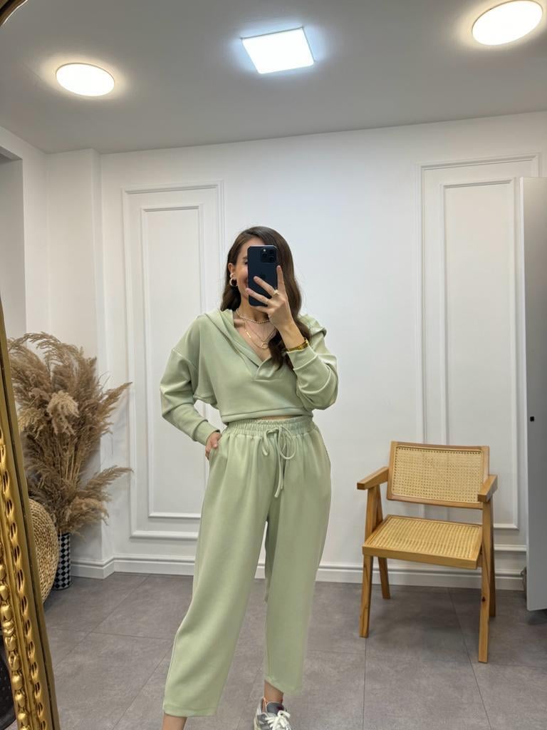 Olive Özel Seri İthal Modal Kumaş Pantolon Sweat Takım 50916