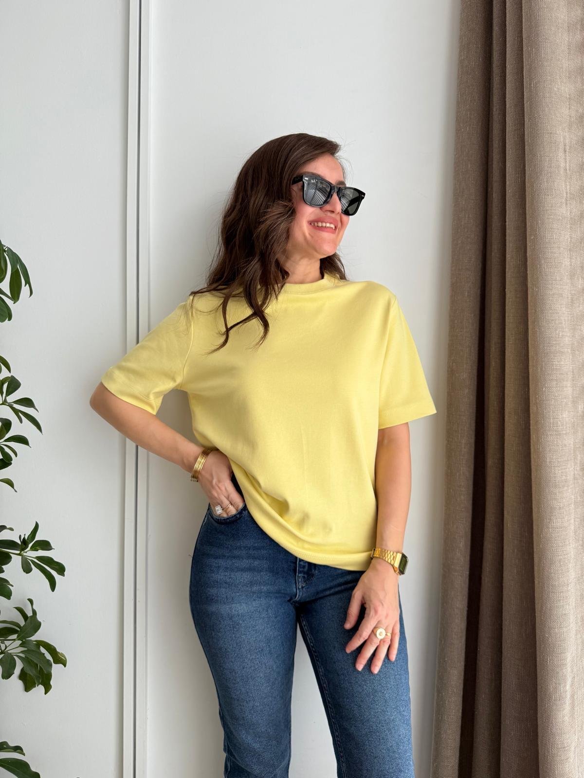 Olive Ribana Yaka Kısa Kol Tshırt 16074