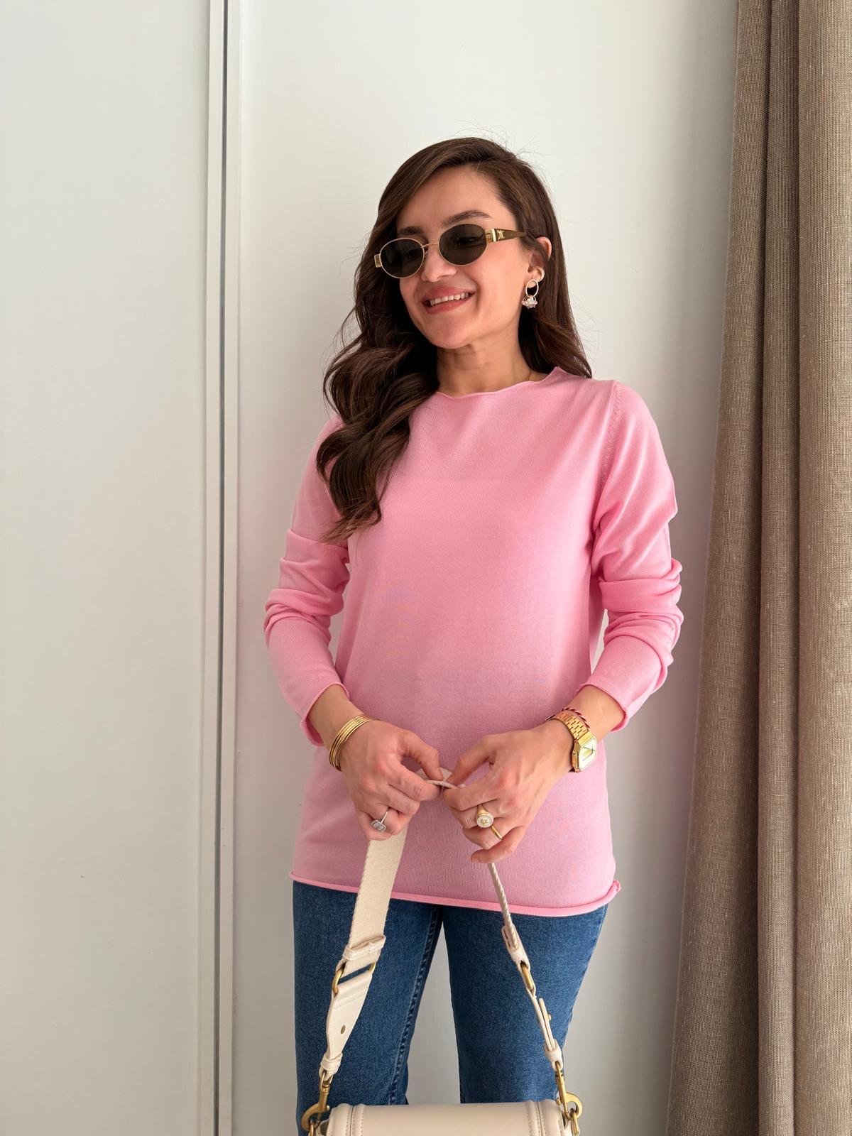 Pembe Basic Triko Kazak 241061