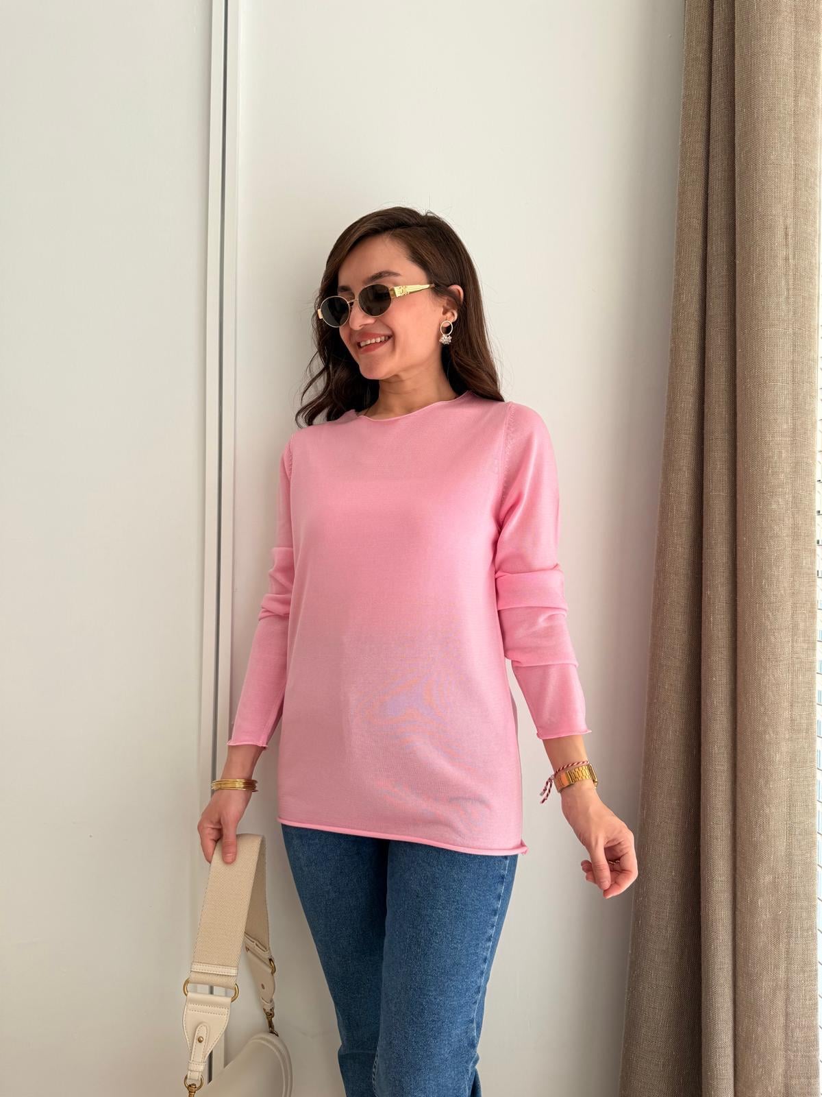 Pembe Basic Triko Kazak 241061