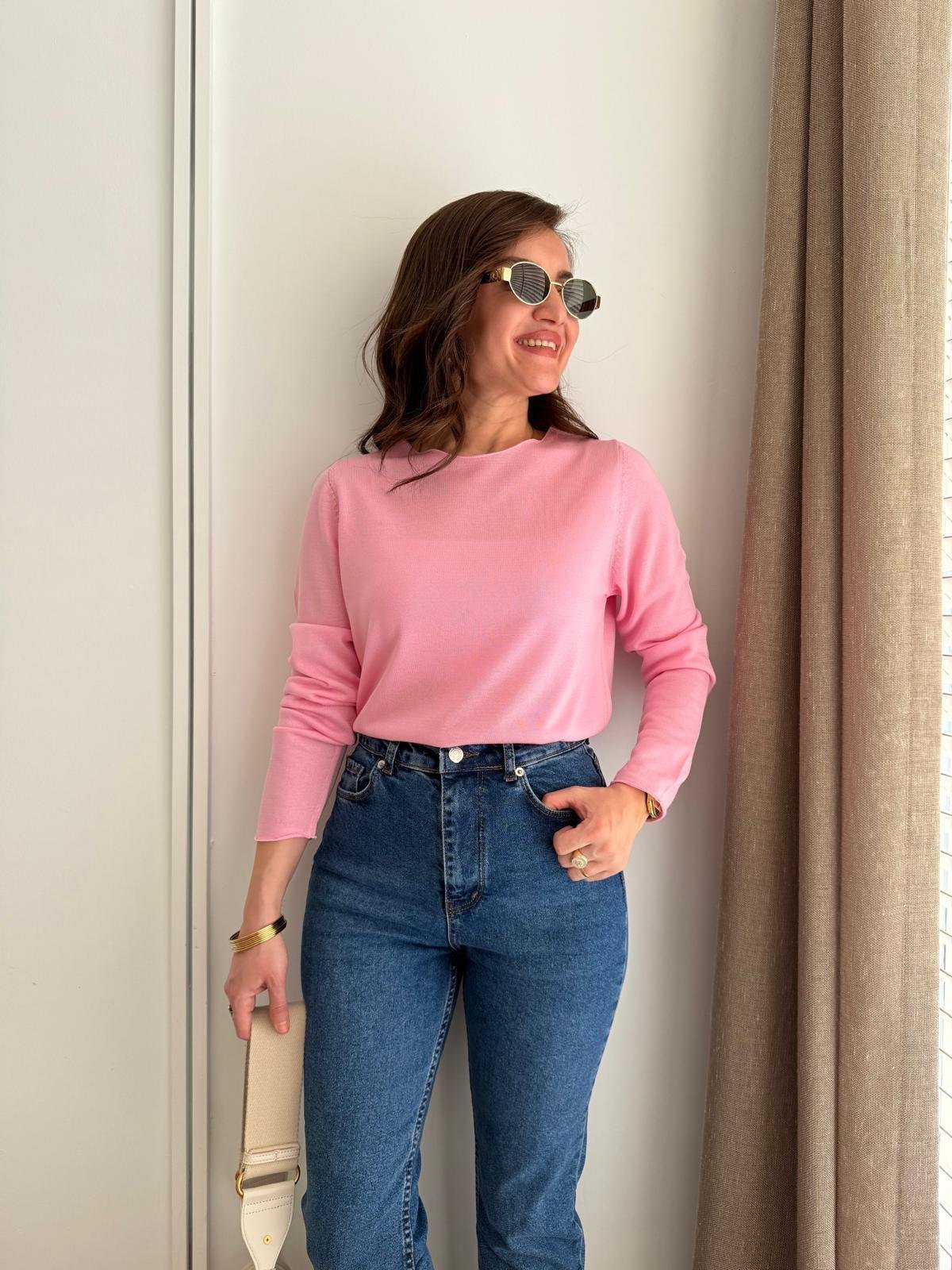 Pembe Basic Triko Kazak 241061