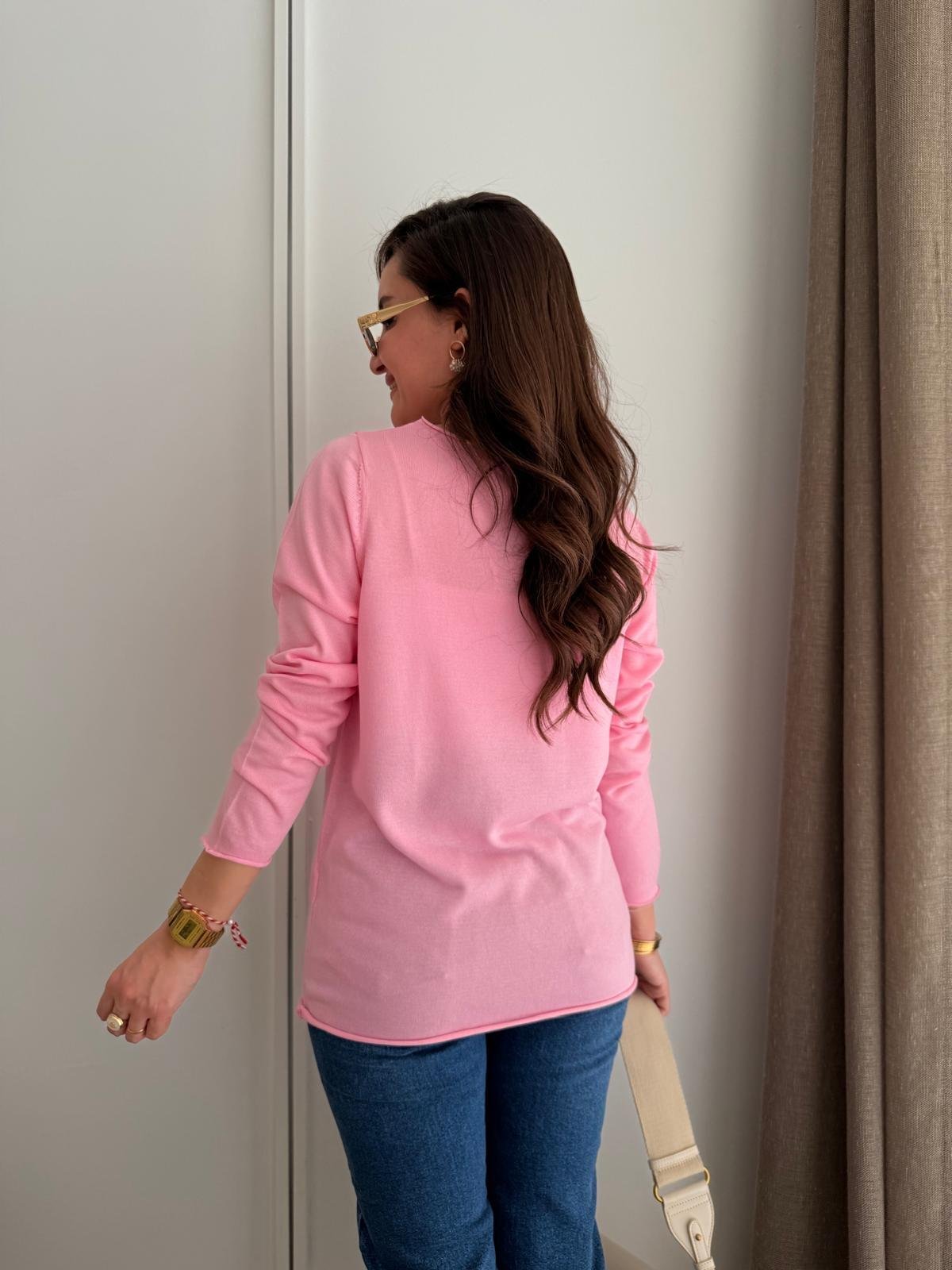 Pembe Basic Triko Kazak 241061