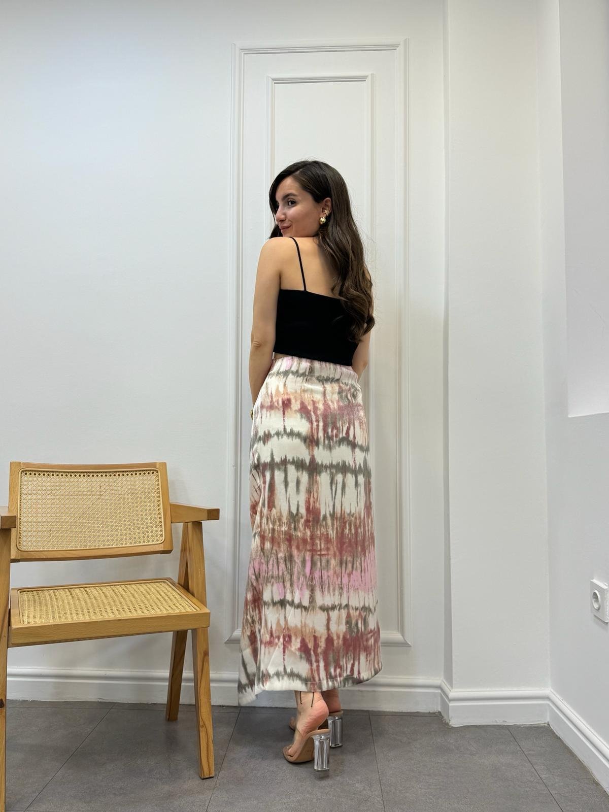 Pembe Batik Desenli Anvelop Etek 50148