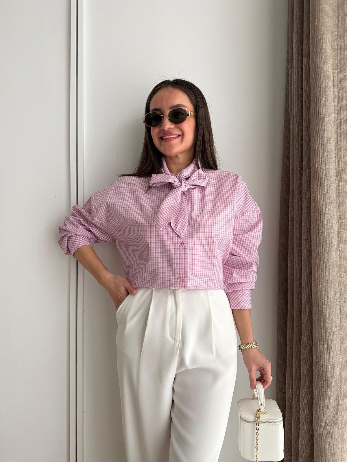 Pembe Yaka Detaylı Ekose Gömlek 5454