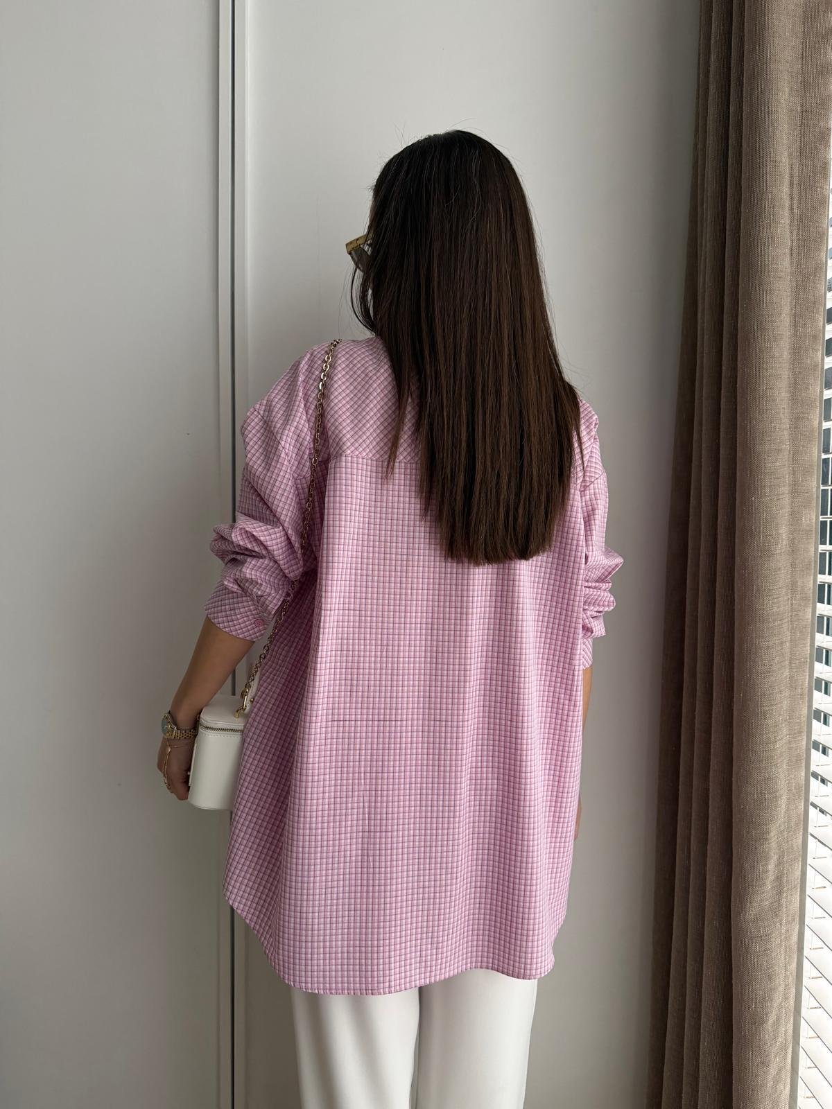 Pembe Yaka Detaylı Ekose Gömlek 5454