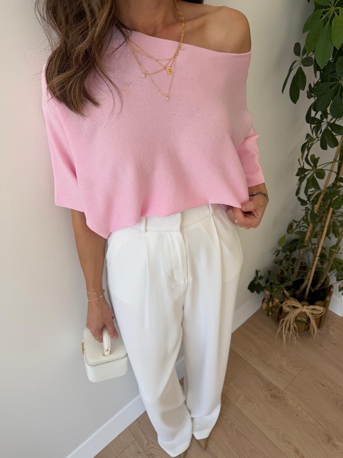 Pembe Yarasa Kol Triko Buz 26416