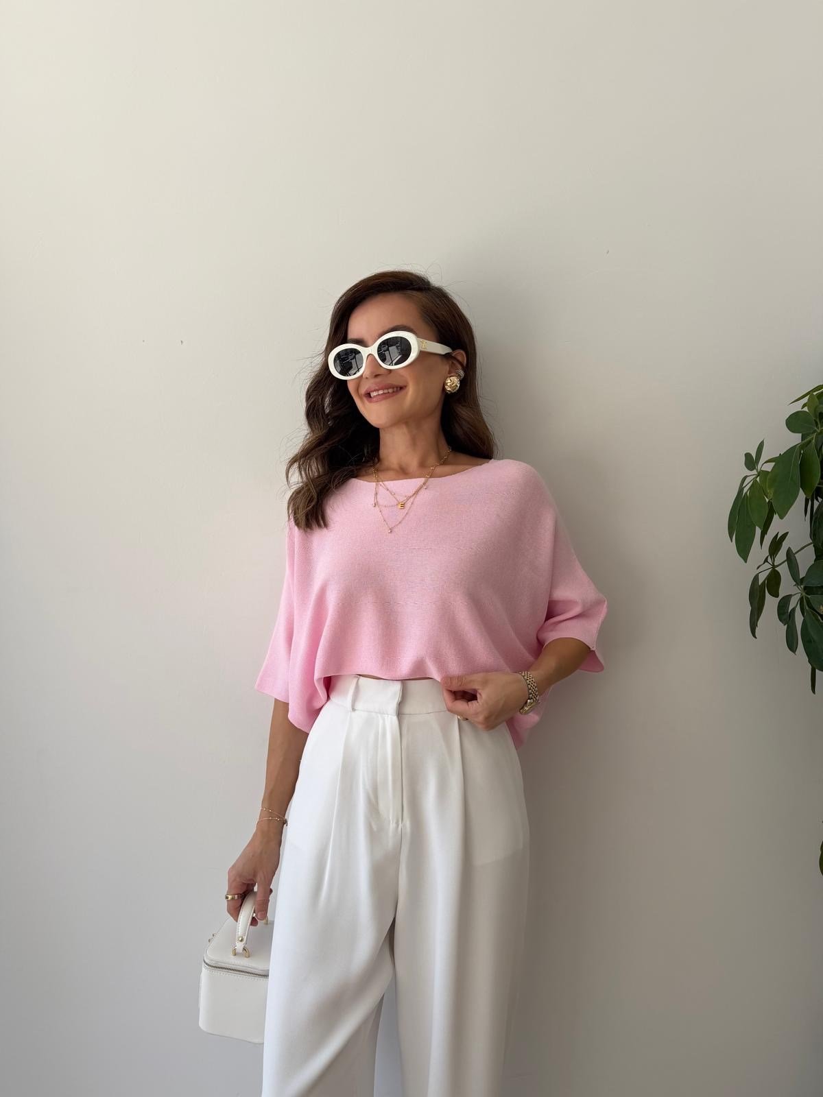 Pembe Yarasa Kol Triko Buz 26416