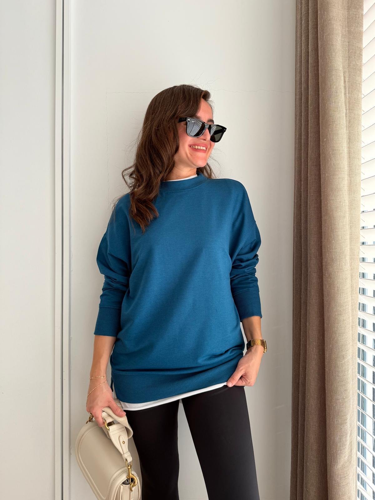 Petrolmavisi Basic İki İplik Sweatshirt 9002