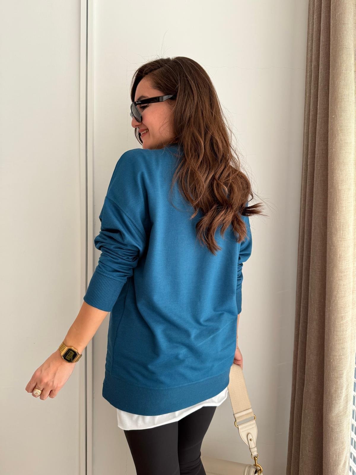 Petrolmavisi Basic İki İplik Sweatshirt 9002