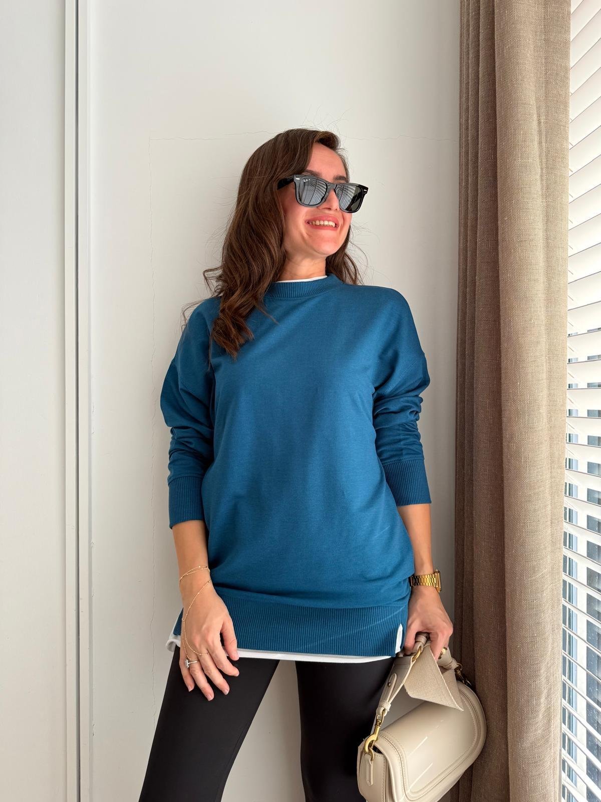 Petrolmavisi Basic İki İplik Sweatshirt 9002