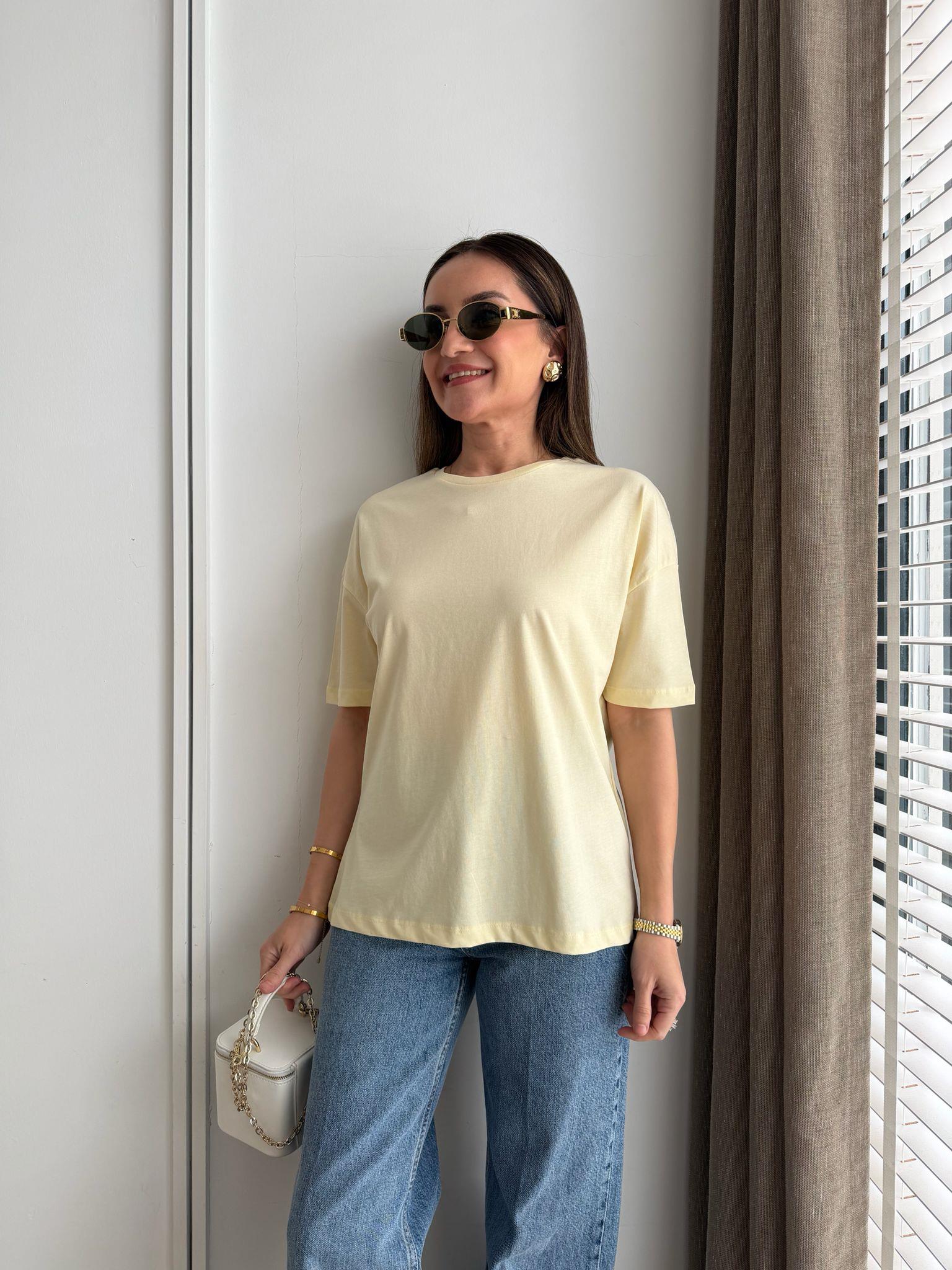 Sarı Bisiklet Yaka Basic Tshirt 3683