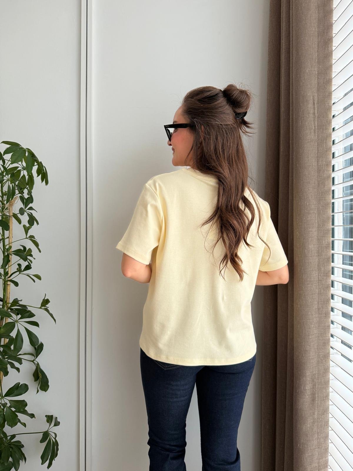Sarı Bisiklet Yaka Yarım Kol Tshirt 16616
