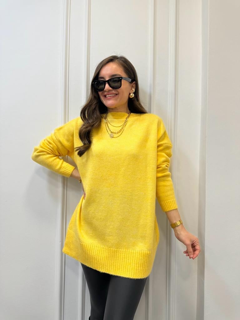 Sarı Bisiklet Yaka Yün Kazak 3574