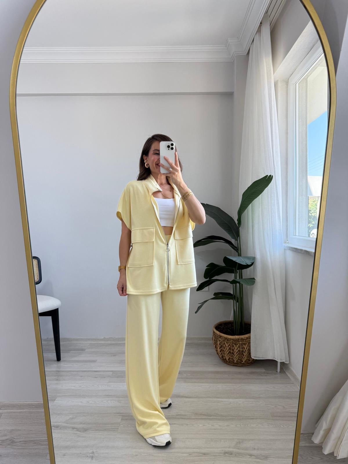 Sarı Cepli Arkası Lastikli Modal Takım 3846