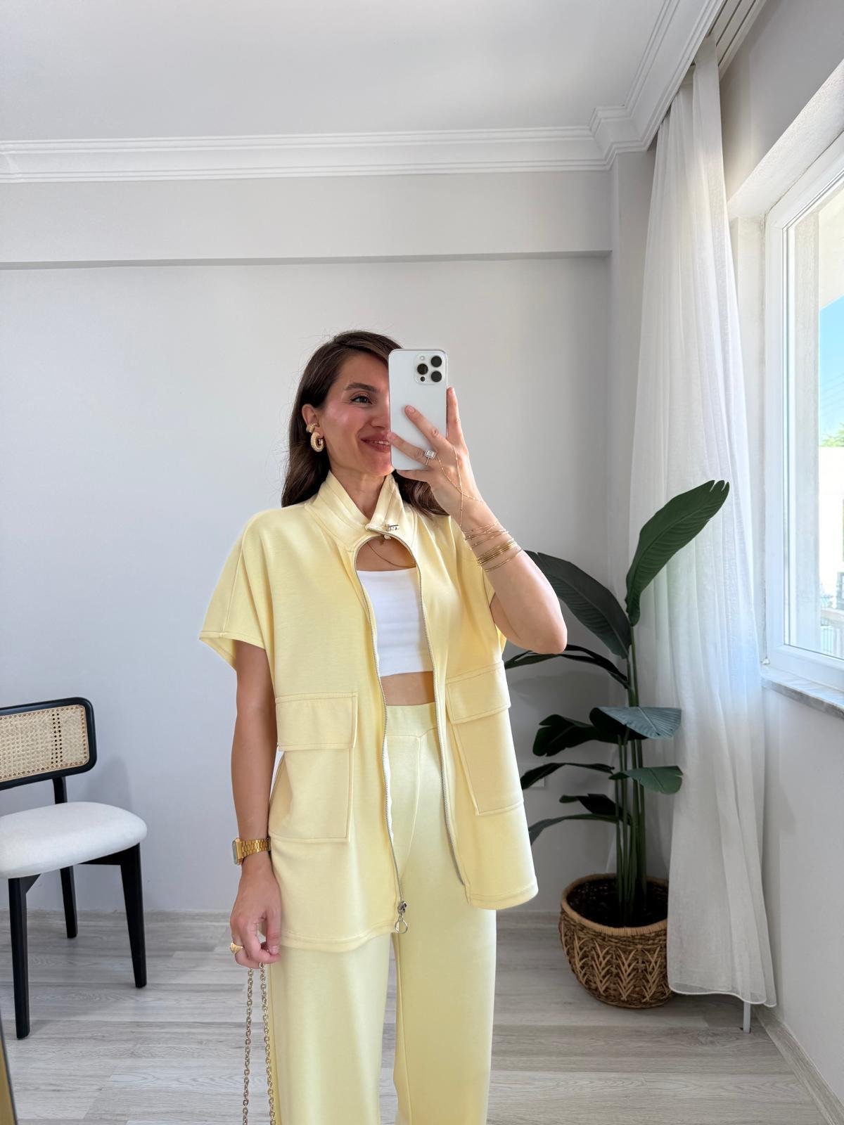 Sarı Cepli Arkası Lastikli Modal Takım 3846
