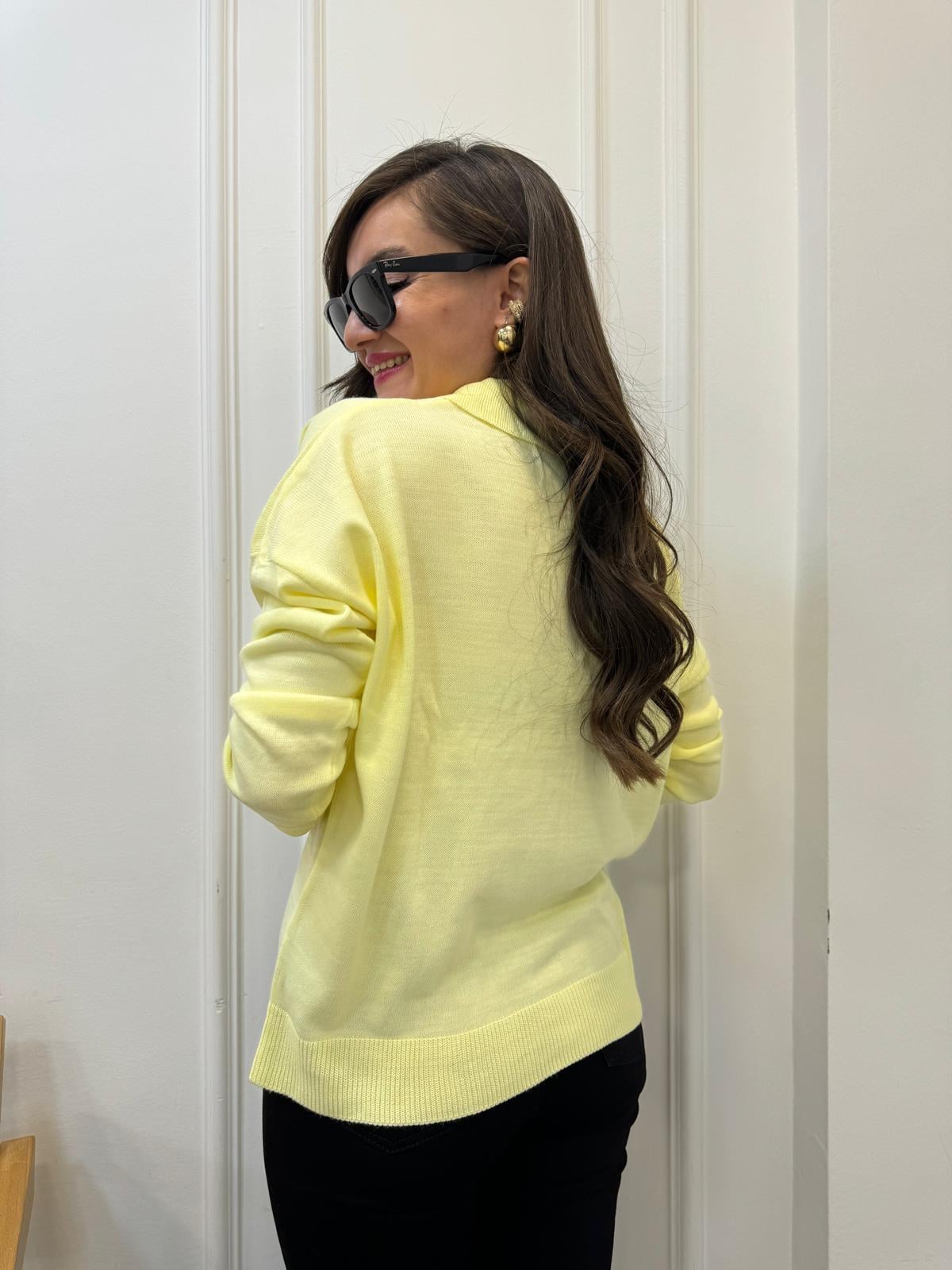 Sarı Polo Yaka Triko Bluz 3215