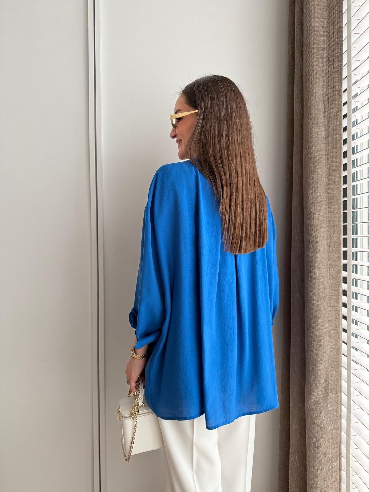 Sax Lüx Kalite Oversize Gömlek 4612