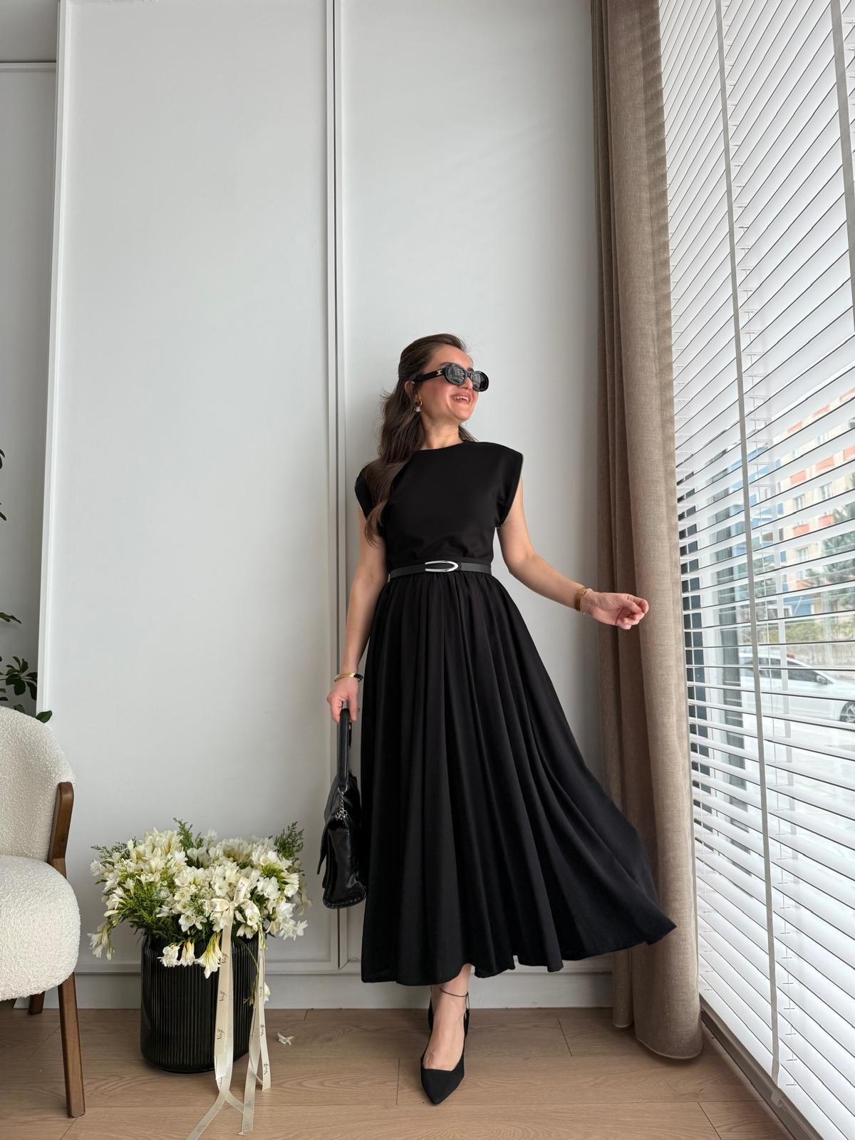 Siyah Astarlı Kloş Etek 250393