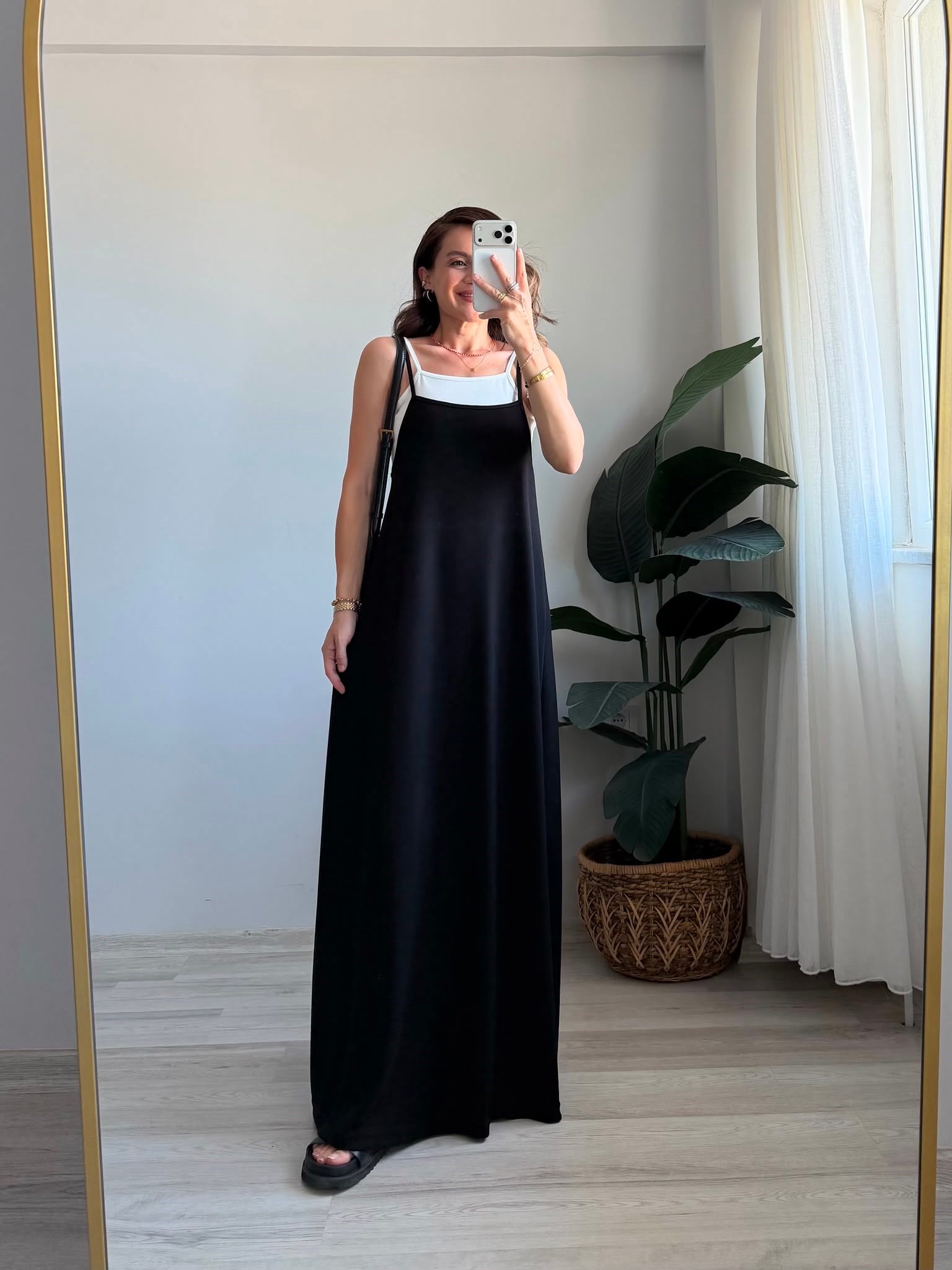 Siyah Atletli Modal Askılı Elbise 4171