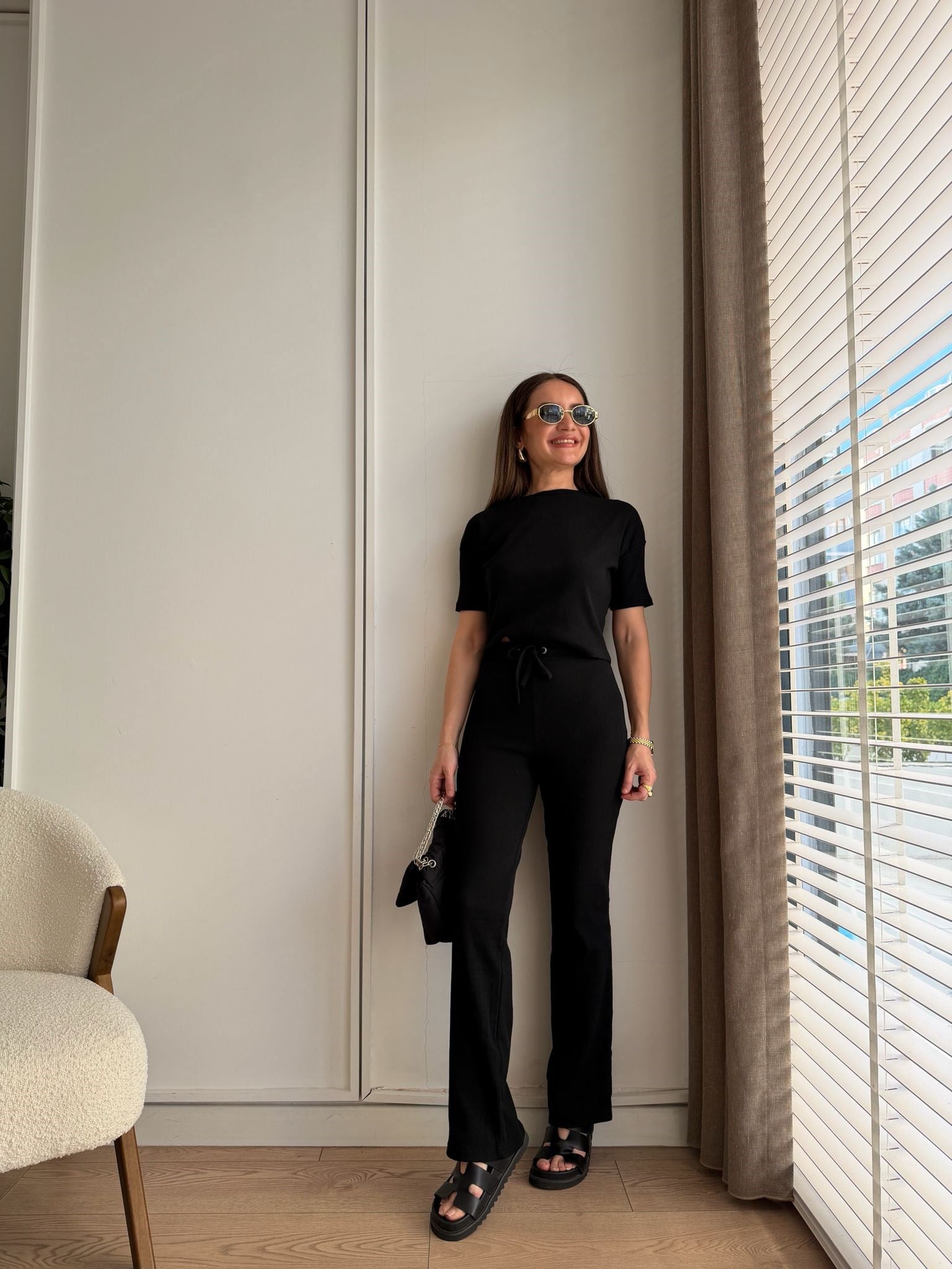 Siyah Bağcıklı Slimfit Basic Takım 3105