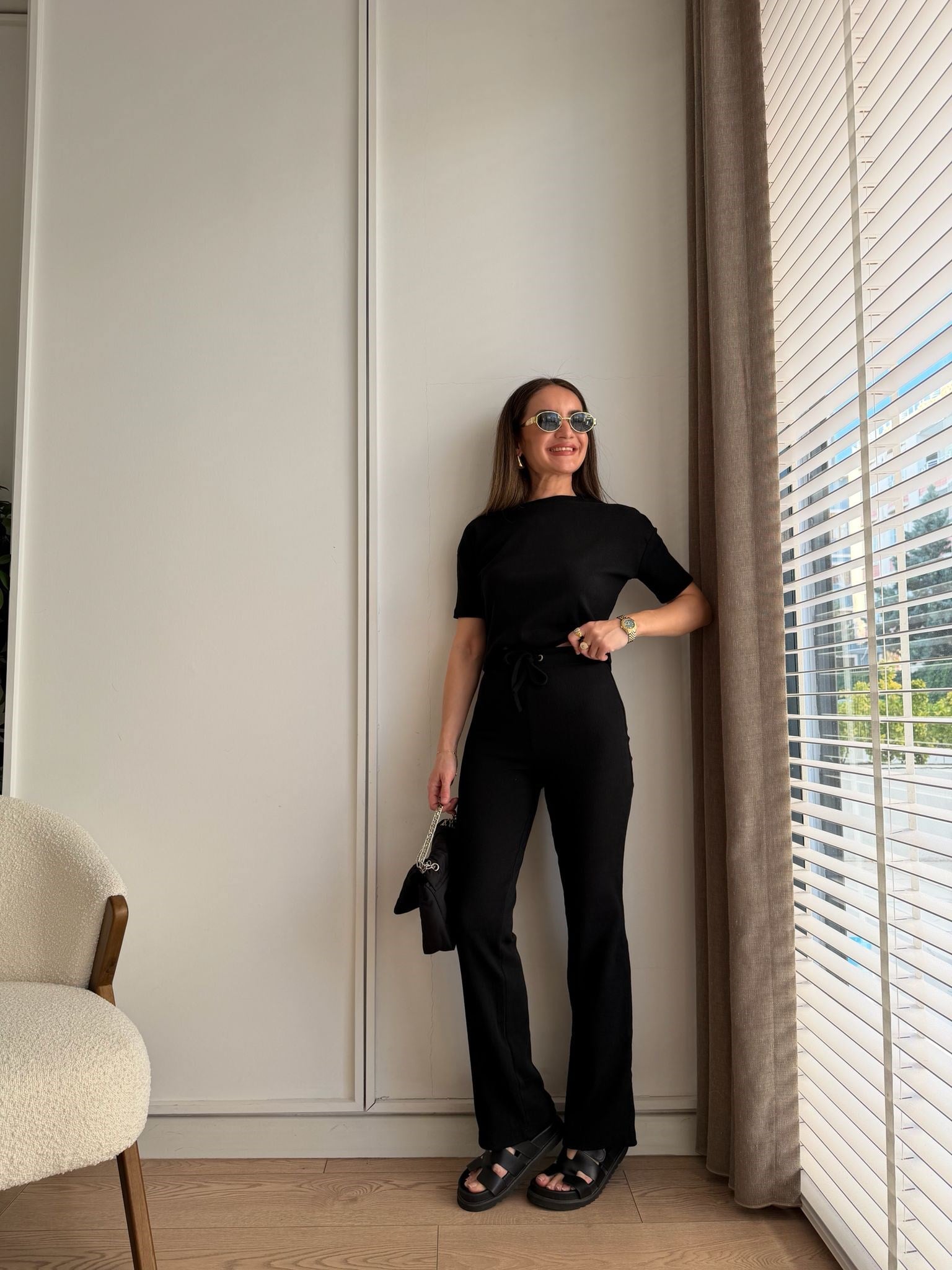 Siyah Bağcıklı Slimfit Basic Takım 3105
