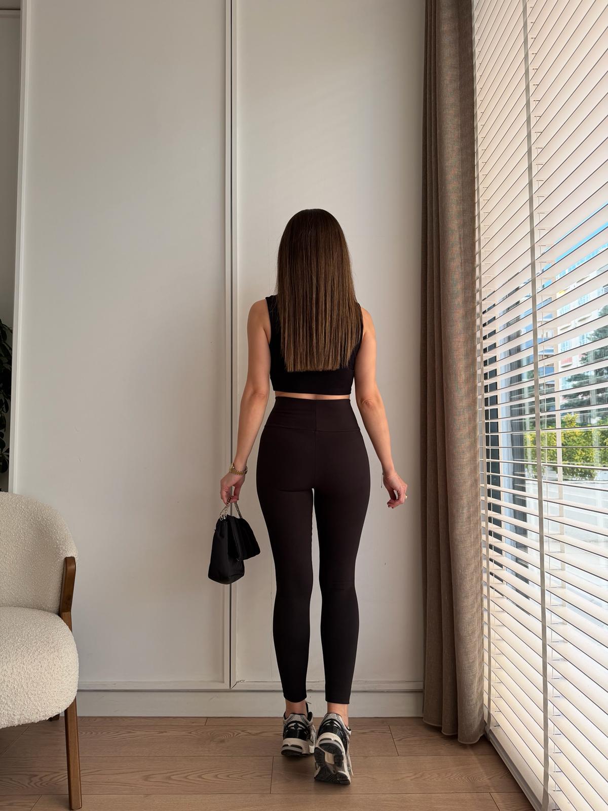 Siyah Bel Büzgülü Tayt 261056