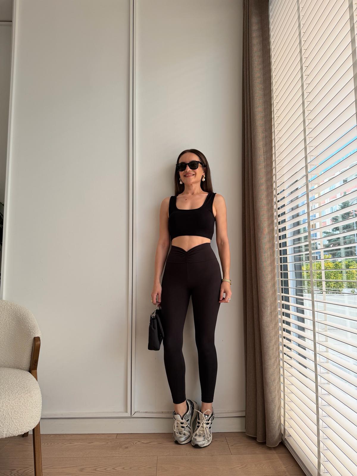 Siyah Bel Büzgülü Tayt 261056